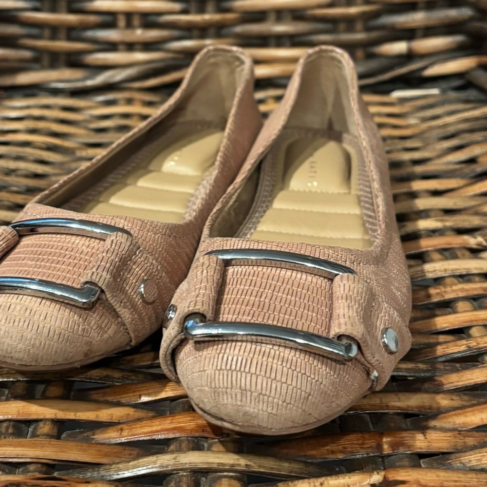 Kelly & Katie Presley Ballet Flats in Pale Pink with Silver Detail in size 6.5